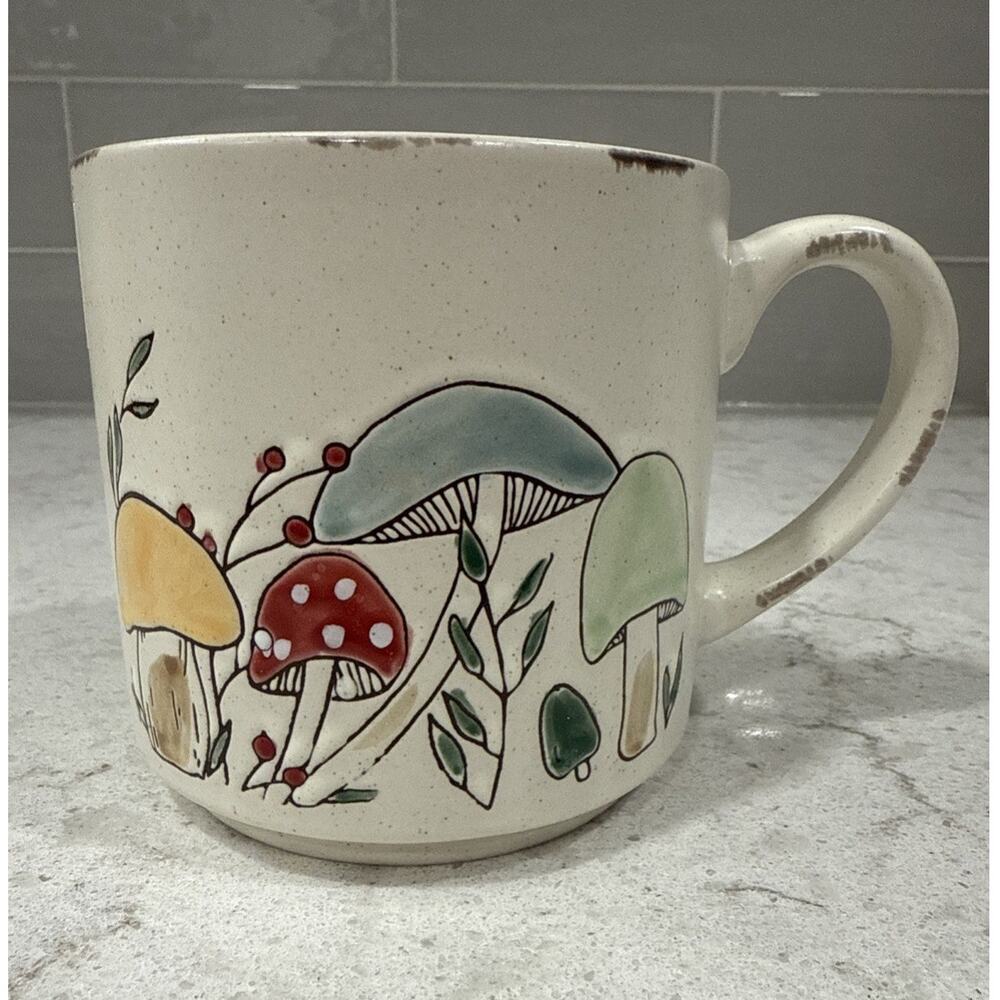 MOREL VALLEY MUSHROOM Spectrum Designz 18oz Stackable Mug Retro Colors NEW